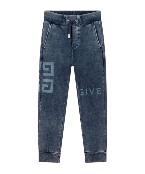 Drawstring denim track-pants