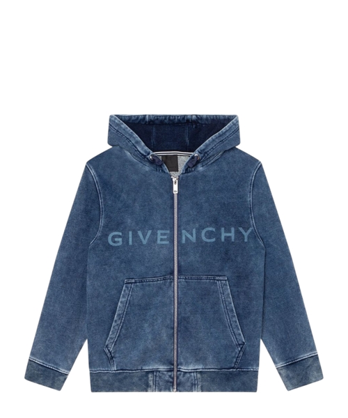 Logo-print denim hoodie