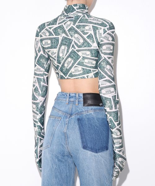 Dollar printed cropped top with gloves