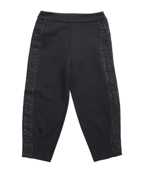 Elastic waist pants with contrast inserts