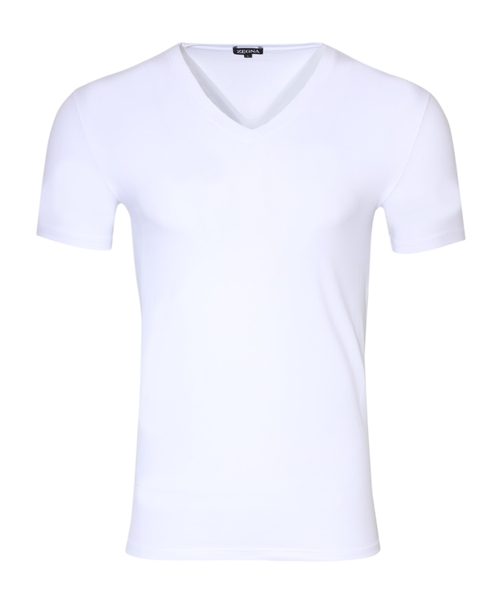 V-collar short sleeve t-shirt