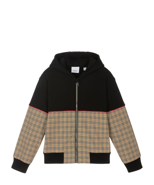 Teen Black micro check hoodie
