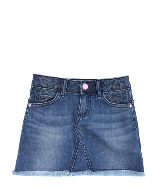 Denim mini skirt with logo detail