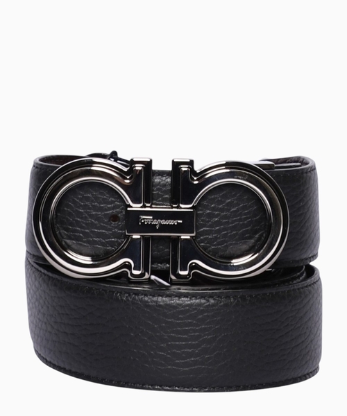 Logo metal buckle leather belt