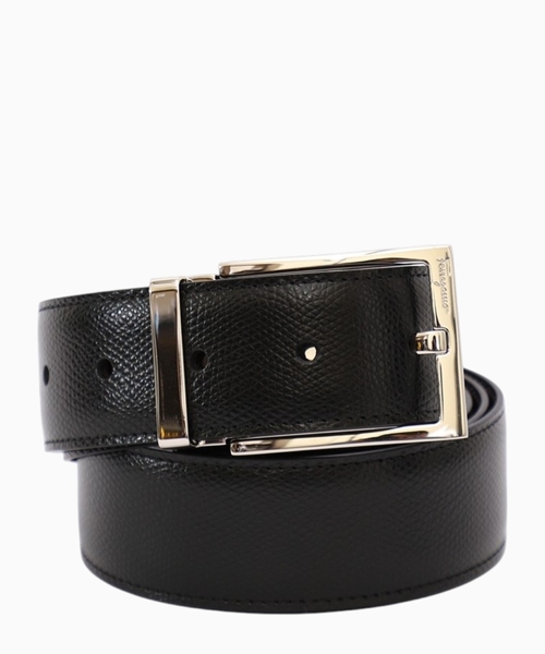 Leather belt with metal buckle