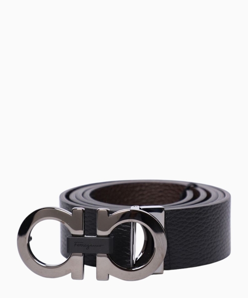 Logo metal buckle leather belt