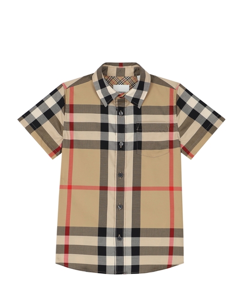 Plaid check shirt with short sleeves