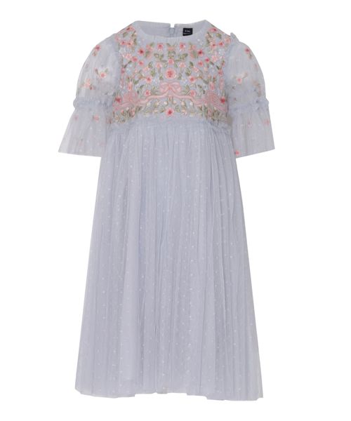 Flower embroidered short sleeves dress