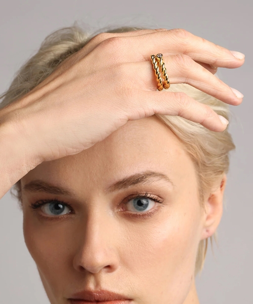 Set of two twisted wire rings with stone #2
