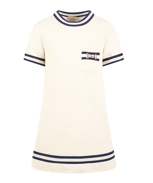 Striped detailing short sleeves dress