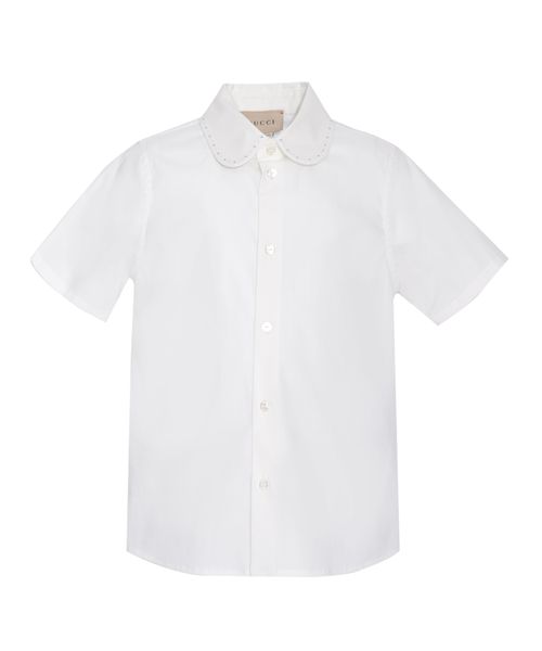 Dot embroidered collar shirt
