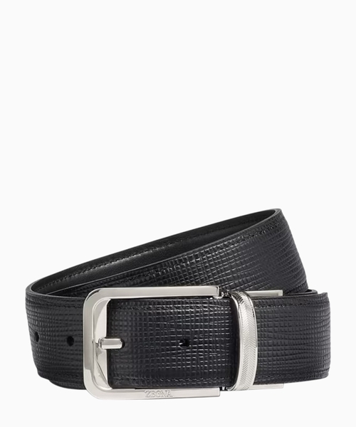 Logo detail metal buckle leather belt