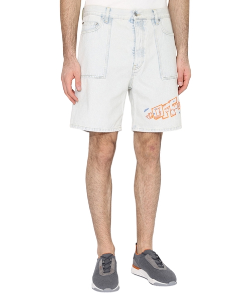 Denim short with logo detail