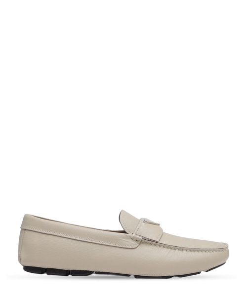 Leather moccasins with logo detail