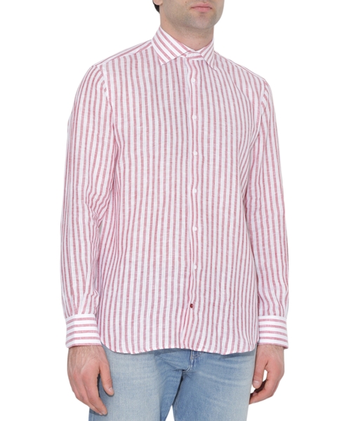 Льняная рубашка в полоску