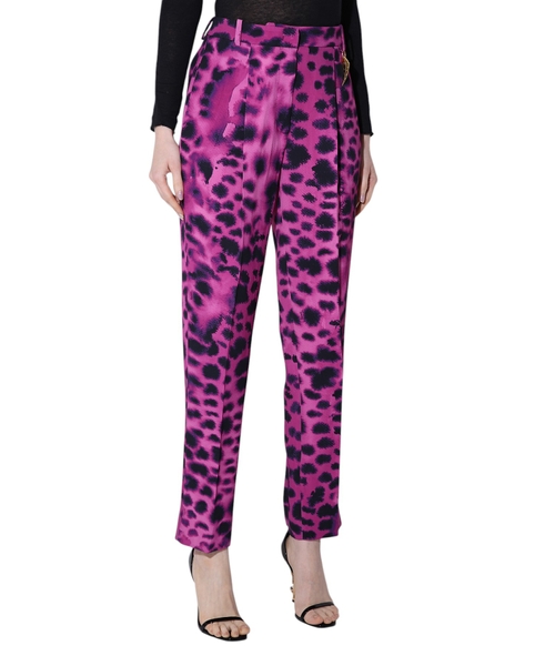 Leopard printed high-waist trousers