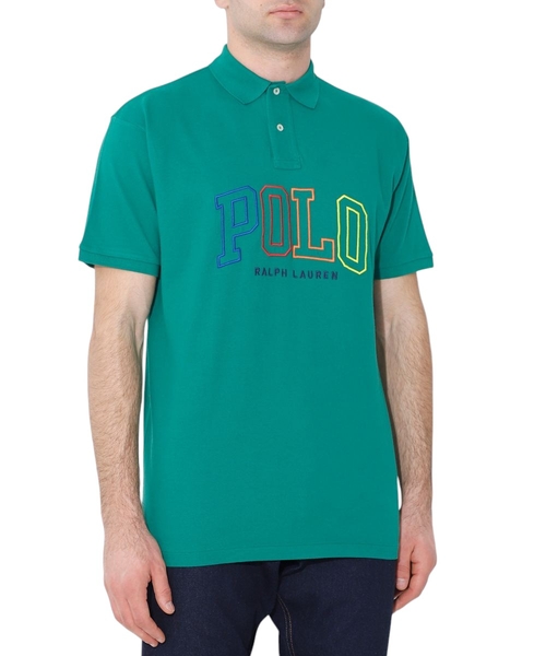 Поло с воротником на пуговицах и деталью в виде логотипа