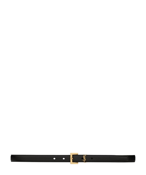 Cassandre thin belt with square buckle in grained leather