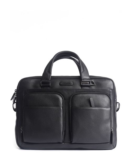 Leather briefcase with zip fastening