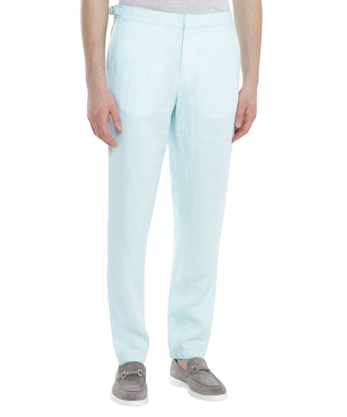 Tənzimlənən bel ilə düz biçimli kətan şalvar