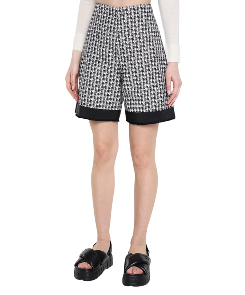 High waist tweed shorts