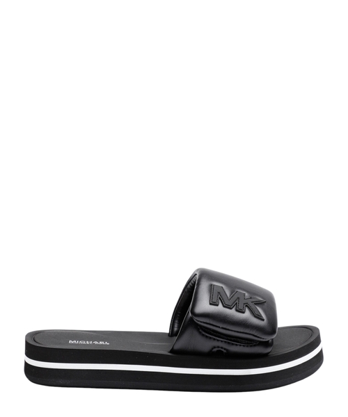 Logo-embossed platform slides