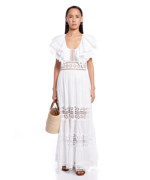 Güpurlu bəzədilmiş Vivida maxi don