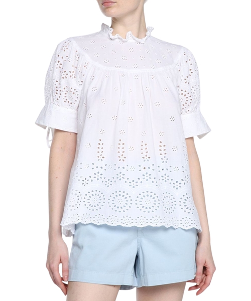 Embroidery design short-sleeves top