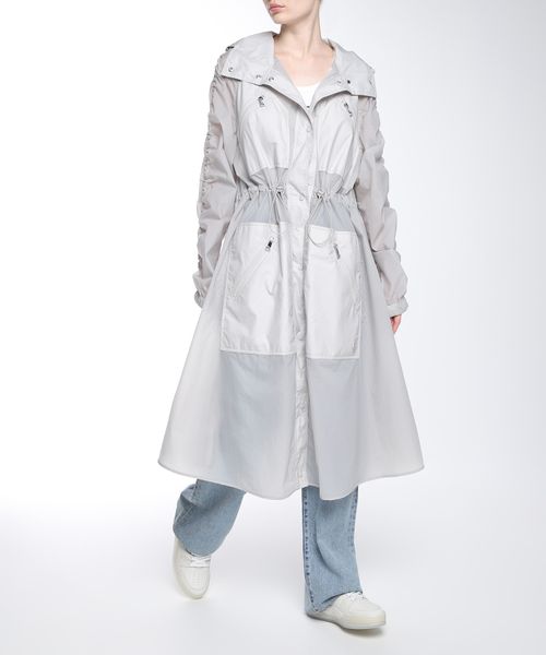 Drawstring waist flared trench