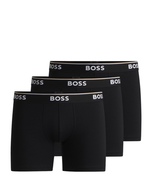 Three-pack of stretch-cotton boxer briefs with logos