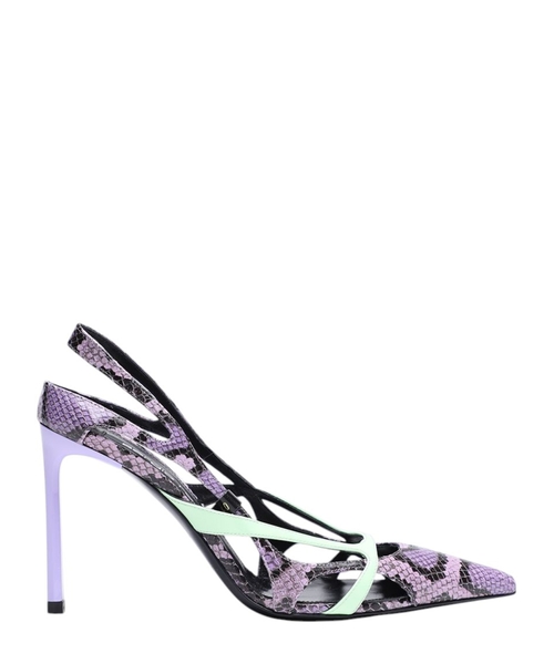 Leather pumps with snake skin effect