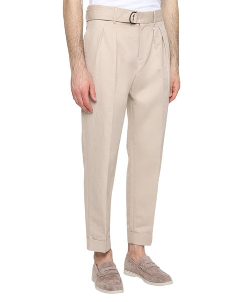 Kətan qarışıqlı kəmər detallı şalvar