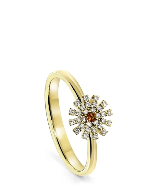 Citrine and diamonds embellished flower shaped ring