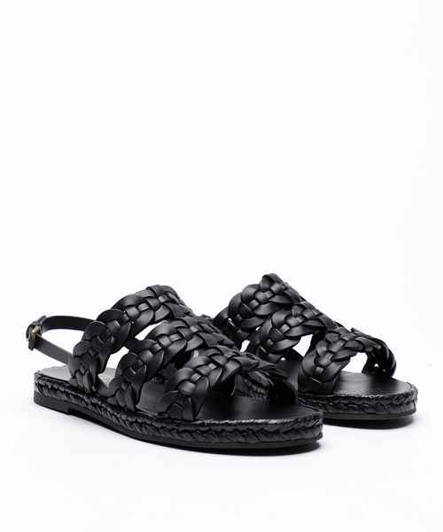 Woven design leather sandals