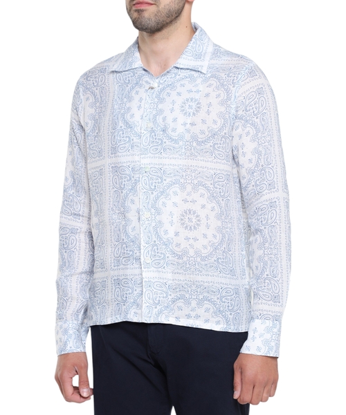 Льняная рубашка с принтом