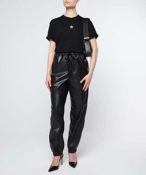 Faux leather track pants sale