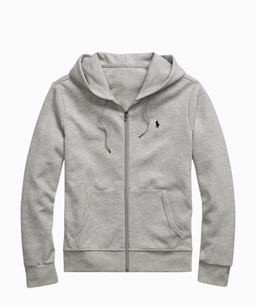 Pony-embroidered zip-up hoodie