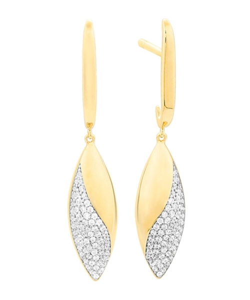 Kristallarla bəzədilmiş sarı qızıldan sırğalar