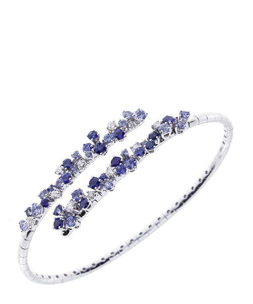 Mimosa white gold, diamonds and blue sapphires bracelet
