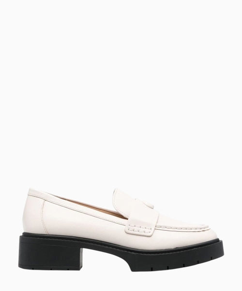 Leather loafers with logo