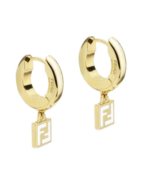FF motif embellished hoop earrings | Emporium