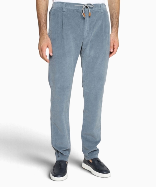 Velvet trousers with drawstring