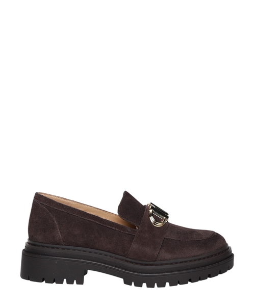 Logo detail suede loafers