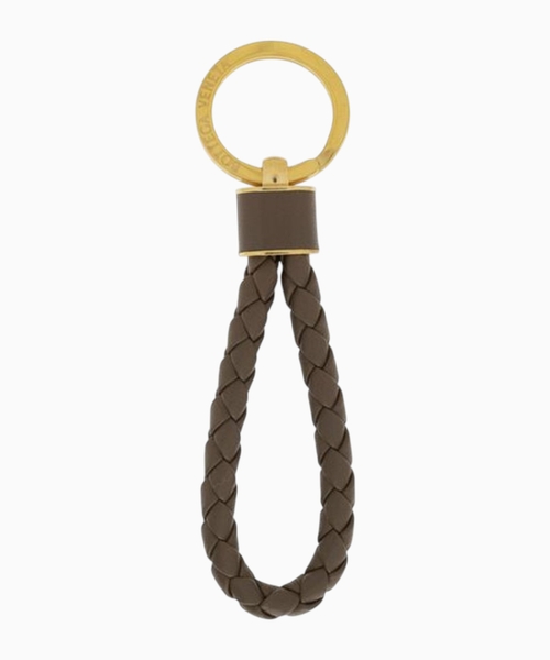 Leather keyring with logo detail