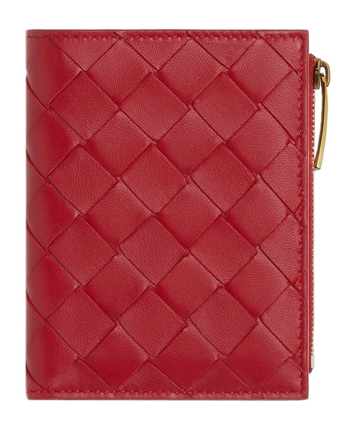 Woven design leather wallet