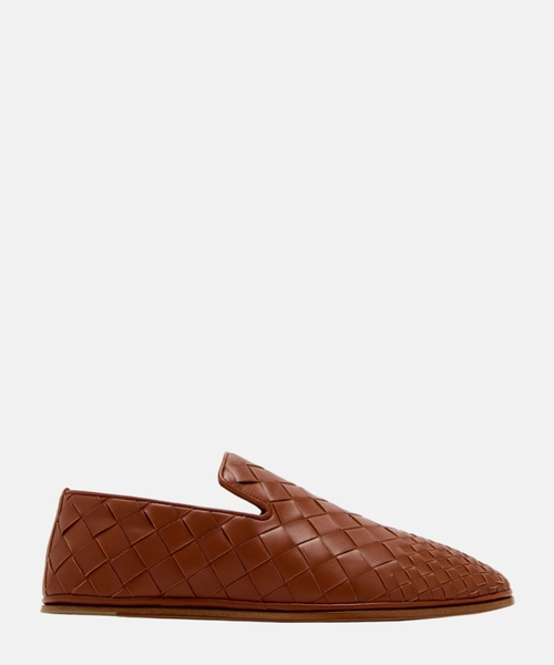 Woven design leather loafers