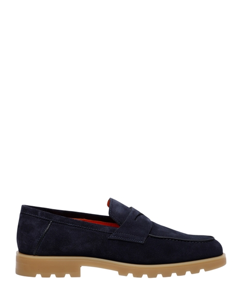Strap upper detail leather loafers