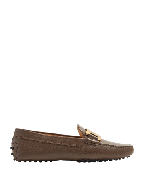 Leather moccasins with logo detail