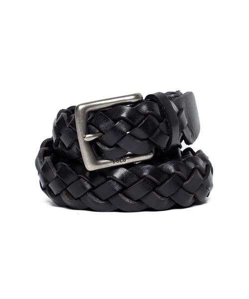 Woven design leather belt