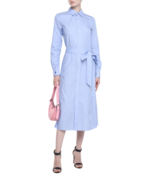 Миди платье с классическим воротником и длинными рукавами